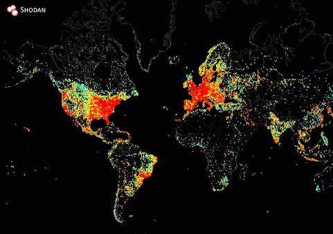 Компания Shodan представила карту всех устройств, подключенных к глобальной сети